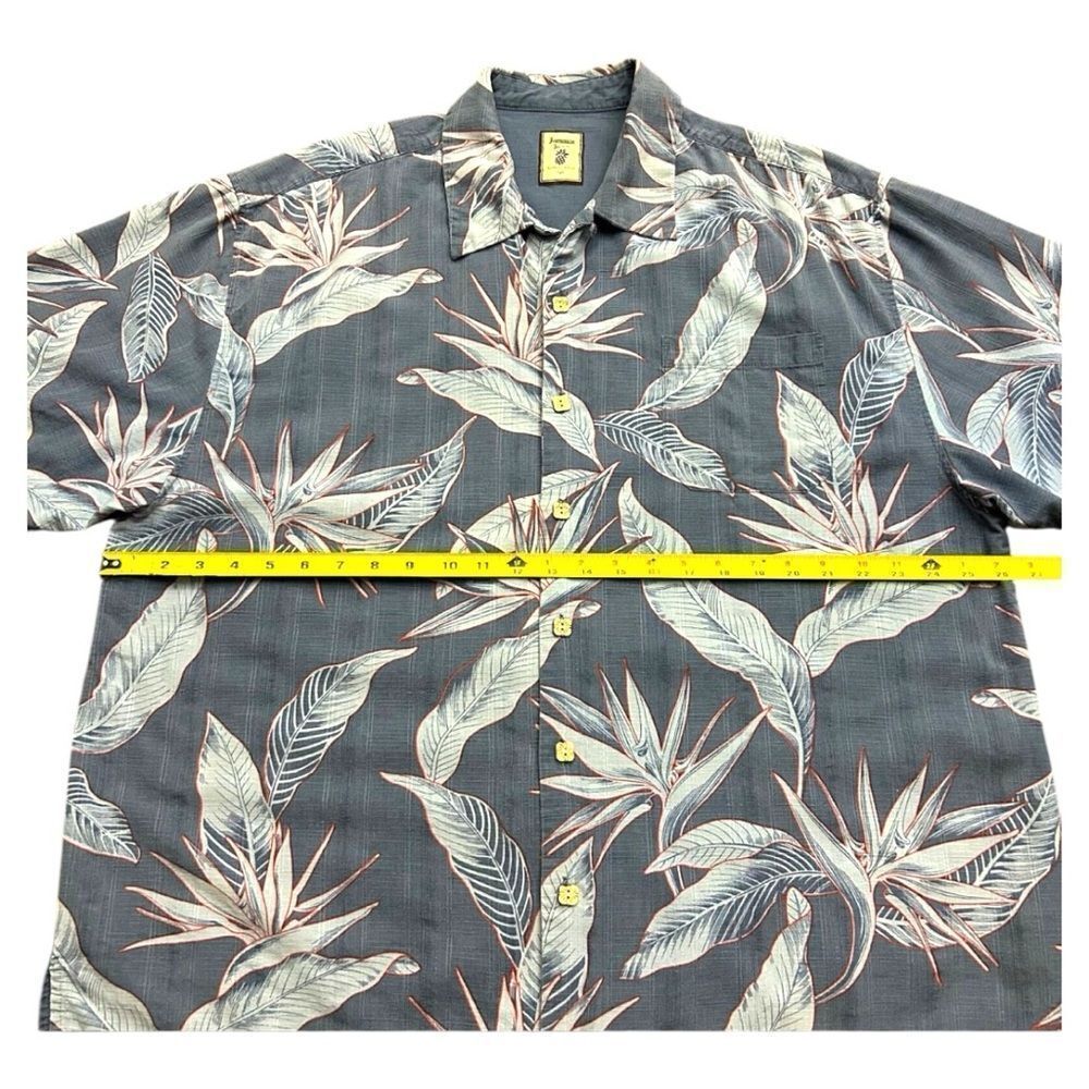 JAMAICA JAXX Men's Woven Silk Hawaiian Camp Shirt Wood Buttons Blue Gray Sx XXL - Picture 6 of 11